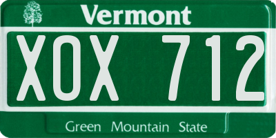 VT license plate XOX712