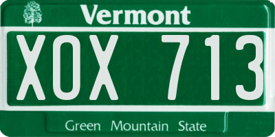 VT license plate XOX713