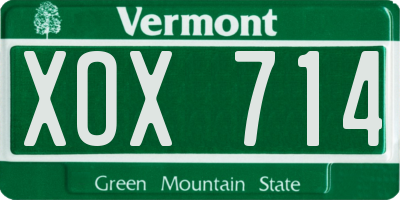 VT license plate XOX714