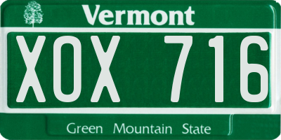 VT license plate XOX716