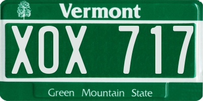 VT license plate XOX717