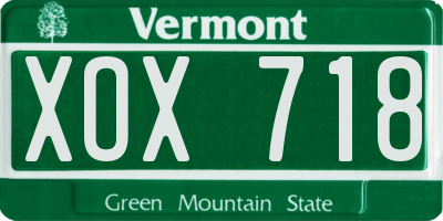 VT license plate XOX718