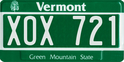 VT license plate XOX721