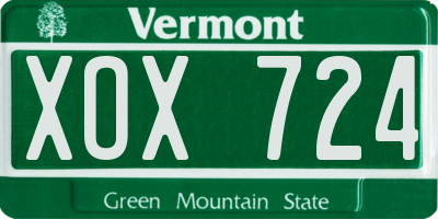 VT license plate XOX724