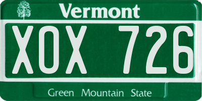 VT license plate XOX726