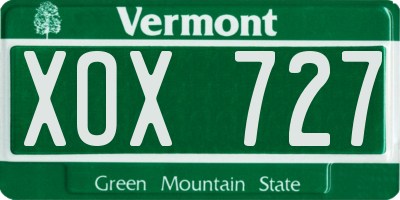 VT license plate XOX727