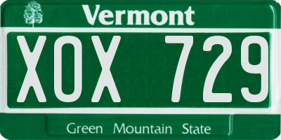 VT license plate XOX729