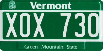 VT license plate XOX730
