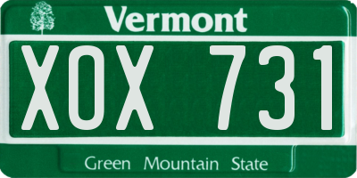 VT license plate XOX731