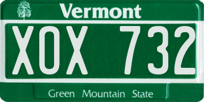 VT license plate XOX732