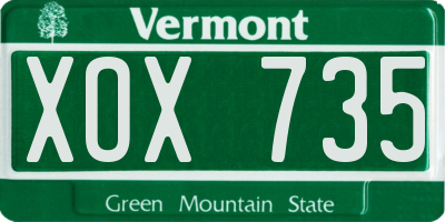 VT license plate XOX735