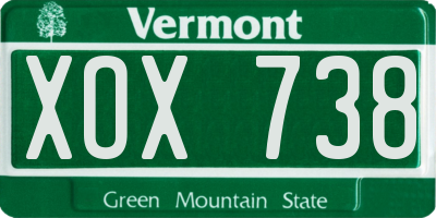 VT license plate XOX738
