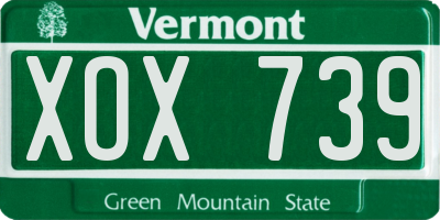 VT license plate XOX739