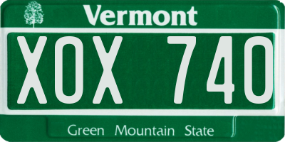 VT license plate XOX740