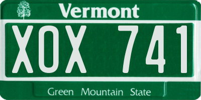 VT license plate XOX741