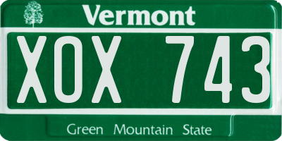 VT license plate XOX743