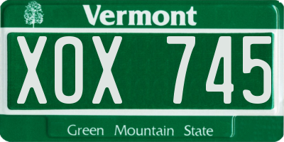 VT license plate XOX745