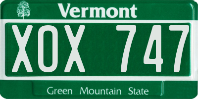 VT license plate XOX747
