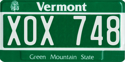 VT license plate XOX748