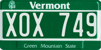 VT license plate XOX749