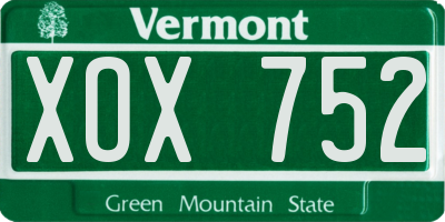 VT license plate XOX752
