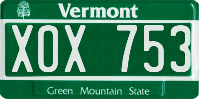 VT license plate XOX753