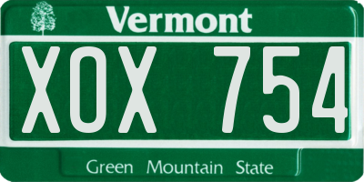 VT license plate XOX754