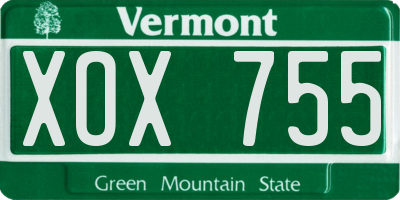 VT license plate XOX755