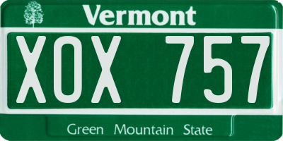 VT license plate XOX757