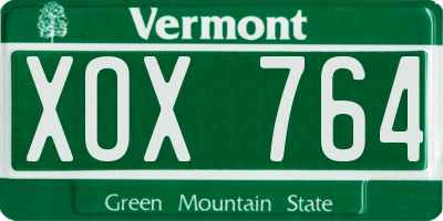VT license plate XOX764