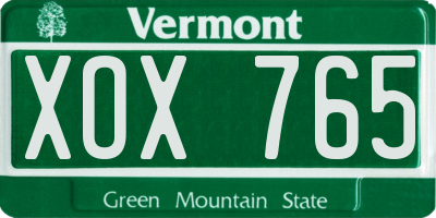 VT license plate XOX765