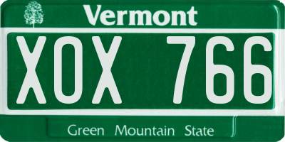 VT license plate XOX766