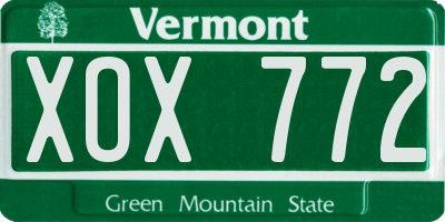 VT license plate XOX772