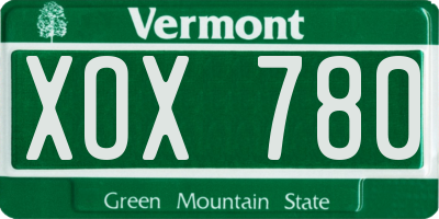 VT license plate XOX780