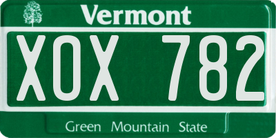 VT license plate XOX782