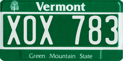 VT license plate XOX783