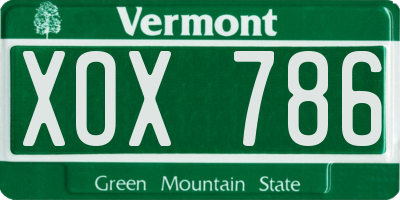 VT license plate XOX786