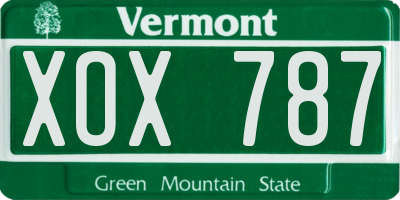 VT license plate XOX787