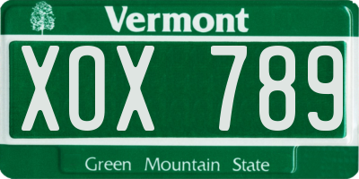 VT license plate XOX789