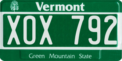 VT license plate XOX792
