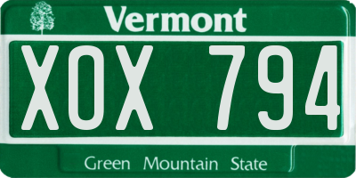 VT license plate XOX794