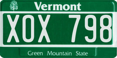 VT license plate XOX798