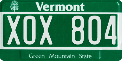 VT license plate XOX804