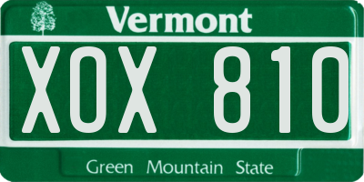 VT license plate XOX810