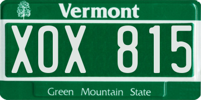 VT license plate XOX815
