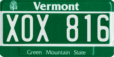 VT license plate XOX816