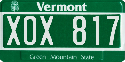 VT license plate XOX817