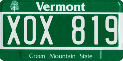 VT license plate XOX819