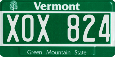 VT license plate XOX824