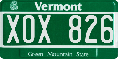VT license plate XOX826